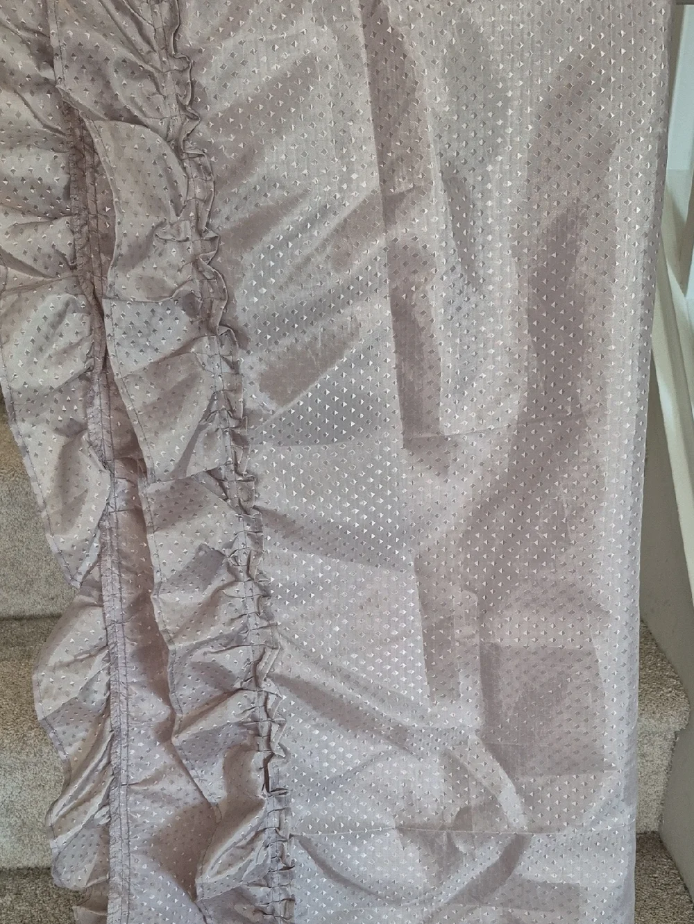 Tan Metallic Ruffled Shower Curtain